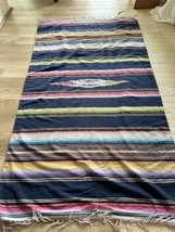 Vintage Wool? woven afghan southwestern aztec throw blanket 47x83” Fresh... - $33.87