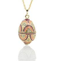 Keren Kopal Purple &amp; Peach Egg Pendant Necklace with flower decorted cry... - $815.32 MXN