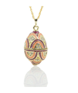 Keren Kopal Purple & Peach Egg Pendant Necklace with flower decorted crystals - $44.10