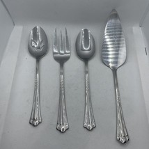 FARBERWARE SET OF 4 STAINLESS SERVING FORK, SLOTTED SPOON, SPOON AND PIE... - $14.84