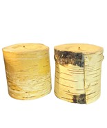 2 BIRCH BARK WAX PILLAR CANDLES UNSCENTED. NATURE CABIN MOUNTAIN MAN CAV... - $18.69