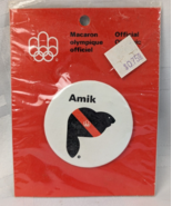 AMIK OFFICIAL OLYMPIC GAMES BUTTON PINBACK NATIVE AMERICAN THEME VINTAGE CANADA - $26.99
