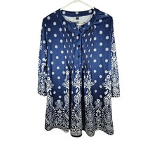 Show Lai Women&#39;s Tunic Top Size XL Blue Paisley Floral 3/4 Sleeve Cotton... - $12.22