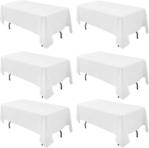 6Pack White Tablecloth 60 x102 inch Rectangle Tablecloths Polyester Table Cloth  - £53.17 GBP