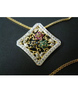 Multi-Gemstones Pendant 18K over Sterling Silver 18 in. NECKLACE - NWT - £59.32 GBP