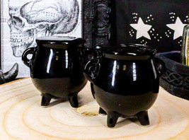 Ebros Halloween Witching Hour Witch Magic Black Cauldrons Salt N Pepper Shakers - £13.66 GBP