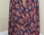 Pleione XL blue red surplice blouse top long sleeve drape front paisley ... - £16.30 GBP