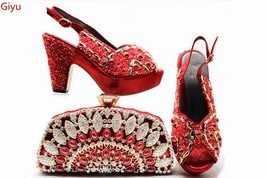 Latest orange  African fashion Shoes And Bag Set For Party High Quality Italian  - £99.47 GBP