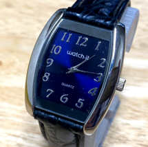 Vintage Watch-it Men Silver Blue Barrel Japan Movt Analog Quartz Watch~New Batte - £15.13 GBP