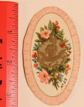 Victorian Trade Card Round Bouquet Of Flowers Pink Red Blue - $4.94