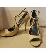 Guess by Marciano Heels Natural Tan Peep Toe Stilleheto Patent Leather 9 M - $27.06 CAD