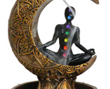 7 Chakra Gems Yoga Avatar Meditating On Crescent Moon Backflow Incense H... - £20.82 GBP