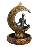 7 Chakra Gems Yoga Avatar Meditating On Crescent Moon Backflow Incense H... - £20.59 GBP