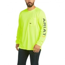 Ariat® Men&#39;s Rebar Cotton Strong Graphic Lime Green and Blue Shirt - £16.07 GBP