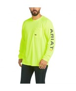 Ariat® Men&#39;s Rebar Cotton Strong Graphic Lime Green and Blue Shirt - £15.65 GBP