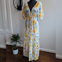 Billabong Lost In Love Maxi Dress Medium Floral Yellow Blue Boho Casual ... - €44,72 EUR