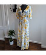 Billabong Lost In Love Maxi Dress Medium Floral Yellow Blue Boho Casual ... - €44,72 EUR