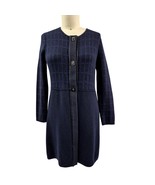 Tory Burch $598 Navy Wool Alpaca Windowpane Knit Long Sweatercoat Cardig... - $4,888.37 MXN