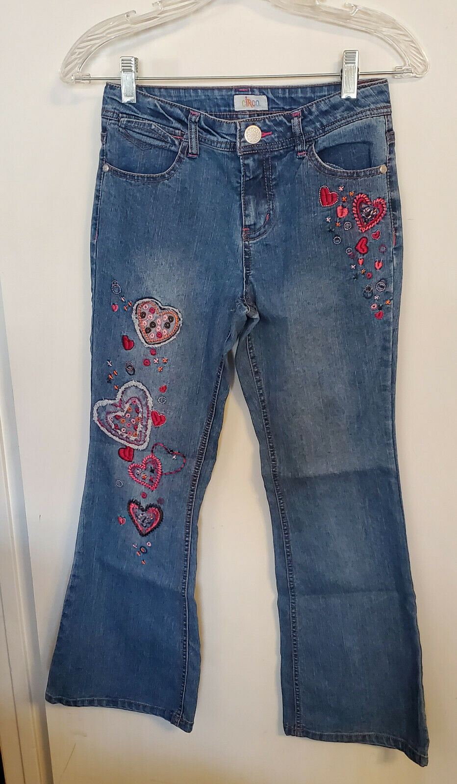 Circo Girl's Flared Leg Jeans with Emboidered Hearts Size 12 - $4.07