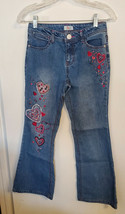 Circo Girl&#39;s Flared Leg Jeans with Emboidered Hearts Size 12 - £3.25 GBP