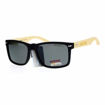 Be One Polarized Lens Sunglasses Real Bamboo Temple Rectangle Frame - £11.17 GBP