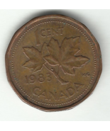 1983 Canada One 1 CENT Penny Coin Maple Leaf &amp; Queen Elizabeth II - $1,818.83 MXN