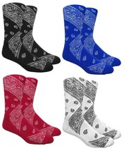 LEAF REPUBLIC PAISLEY BANDANA ALL OVER PRINT PATTERN KNIT MENS CREW SOCK... - £7.13 GBP