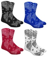 LEAF REPUBLIC PAISLEY BANDANA ALL OVER PRINT PATTERN KNIT MENS CREW SOCK... - $170.37 MXN