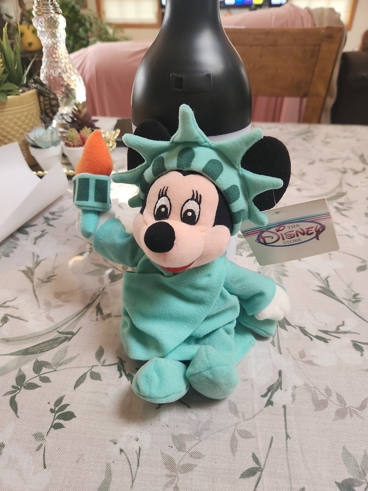 NWT Disney Store Statue Of Liberty Minnie Mouse Bean Bag Plush Beanie - $9.70