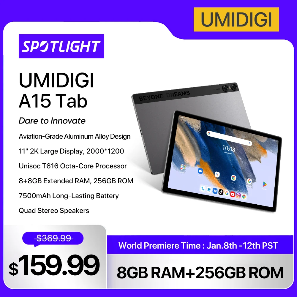 [World Premiere]UMIDIGI A15 Tab Android 13 Smart tablet 8+8GB RAM 256GB ROM 11&quot; - £230.15 GBP+