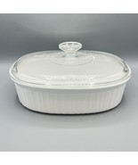 Corning Ware F-2-B 2.8 Liter Oval Casserole Dish French White Ribbed &amp; P... - $24.74