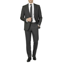 Men Suit BERLUSCONI Italian Wool 180's Pin Stripe One Button Peak UGS95-03 Gray image 5