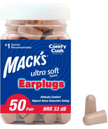 Mack&#39;s Ultra Soft Foam Comfortable Earplugs, 50 Pair, 33dB Highest NRR - $384.31 MXN