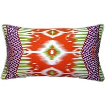 PILLOW DÉCOR Electric Ikat Orange 15x27 Throw Pillow - £47.20 GBP