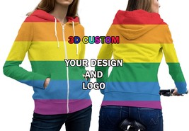 Personalized Custom Picture Zipper Hoodie Print 3D Hoodie for  Women Cas... - £31.34 GBP