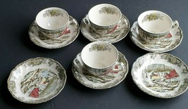 Johnson Brothers Friendly Village School House Cups Saucers - £42.39 GBP