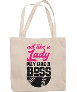 Act Like A Lady, Play Like A Boss. Reusable Tote Bag For Softball Or Bas... - £16.98 GBP