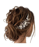 JAKAWIN Bride Wedding Hair Comb Pearl Flower Hair Piece Rhinestone Brida... - £17.28 GBP