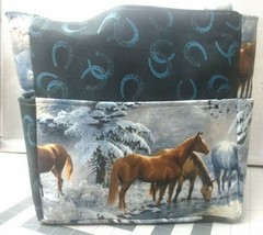Horses Winter Snow Outdoors Western Meadow Purse/Project Bag Handmade 12x12 - £29.87 GBP