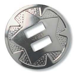 Tandy Leather Slotted round with star design 1&quot; (25mm) Nickel Plate concho - $2.02