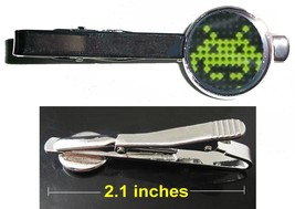 Atari Space Invaders Tie Clip Clasp Bar Slide Silver Metal Shiny - £11.31 GBP