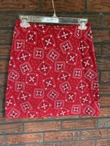 Red Bandana Stretch Skirt Size 6 Straight Side Zip Casual Sonoma Jean Co... - $17.10
