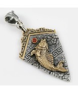 Atlantis Charm Sterling Silver Pendant w/Red Garnet &amp; Golden Fish Greek ... - $3,171.85 MXN