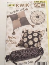 Kwik Sew Pattern 3910 Metro Pillows Square Round Bolster Learn to Sew Uncut - $3.99