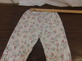 Adult Women&#39;s Off White Small Pink Blue Flower Pattern Pajama Pants 32981 - £9.39 GBP