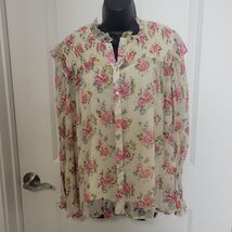 Sundance Catalog Amelia Floral Sheer Blouse Top w/Cami Boho Peasant Size... - $39.53 CAD