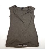 BCBG MAXAZRIA Small Scoop Neck Shirt Zipper Shoulders Brown - $9.90