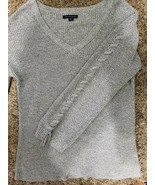 American Eagle Women&#39;s Gray Knit Pullover Sweater Braided Sleeve Detail ... - $16.30 CAD