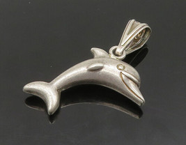 925 Sterling Silver - Vintage Petite Hollow Leaping Dolphin Pendant - PT16316 - £24.33 GBP