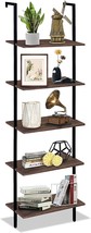 Wolawu 5 Tiers Ladder Shelf Black Modern Bookshelf Open Tall Wall Mount Bookcase - $83.99